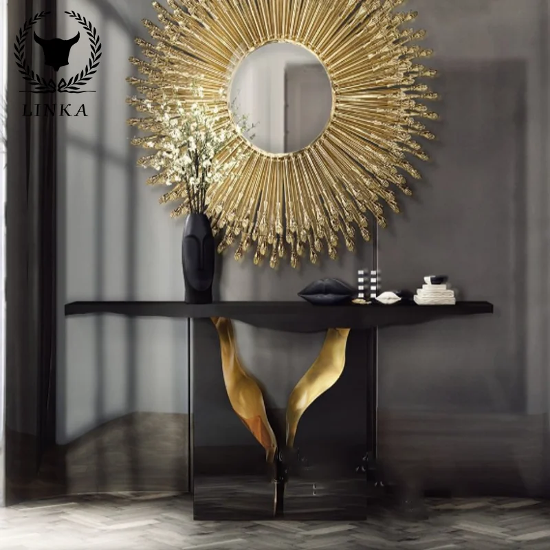 

Современный гостиной из нержавеющей стали крыльцо стол отель роскошный коридор перегородка стены художественное украшение шкаф золотой простой ТВ шкаф