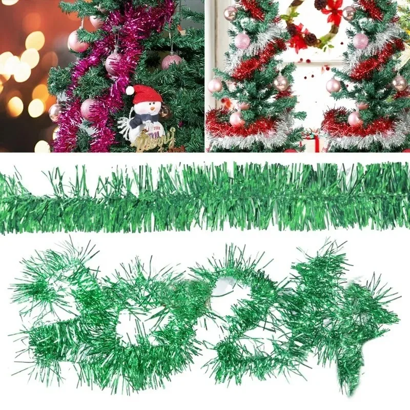 10/1PCS Colorful Christmas Ribbon Garland Xmas Tree Wrapping Tinsel Ribbons DIY Bar Wedding New Year Party Home Decor