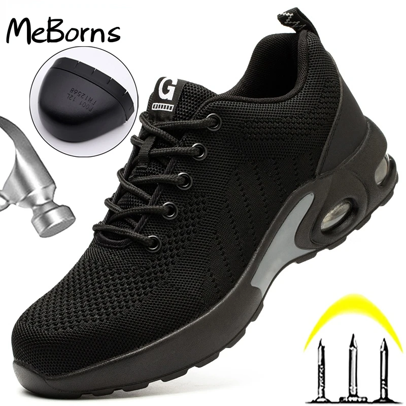 

New Work Safety Shoes Men Air Cushion Work Sneakers Steel Toe Shoes Work Boots Men Puncture-Proof Protective Shoes 2022