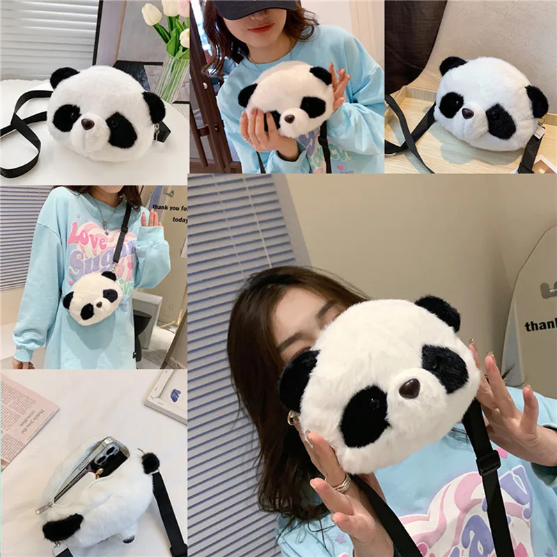 

Shoulder Bag Cartoon Panda Cross Body Messenger Lipstick Bag Plush Handbag Gift For Mother's Day Valentine's Day Dropship