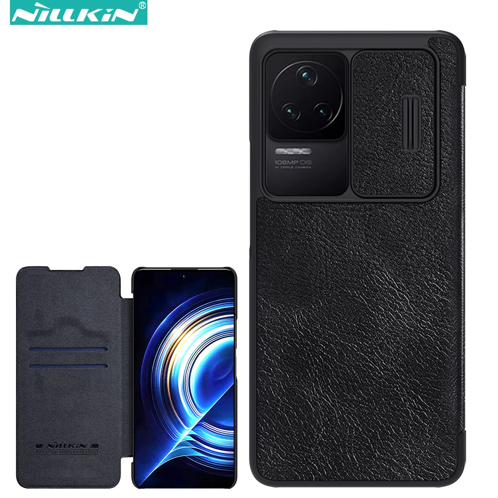 

Nillkin Qin Pro Flip Leather Case for Xiaomi Redmi K50 / K50 Pro, Luxury Business Lens Sliding Cover with Card Slot Back Cover