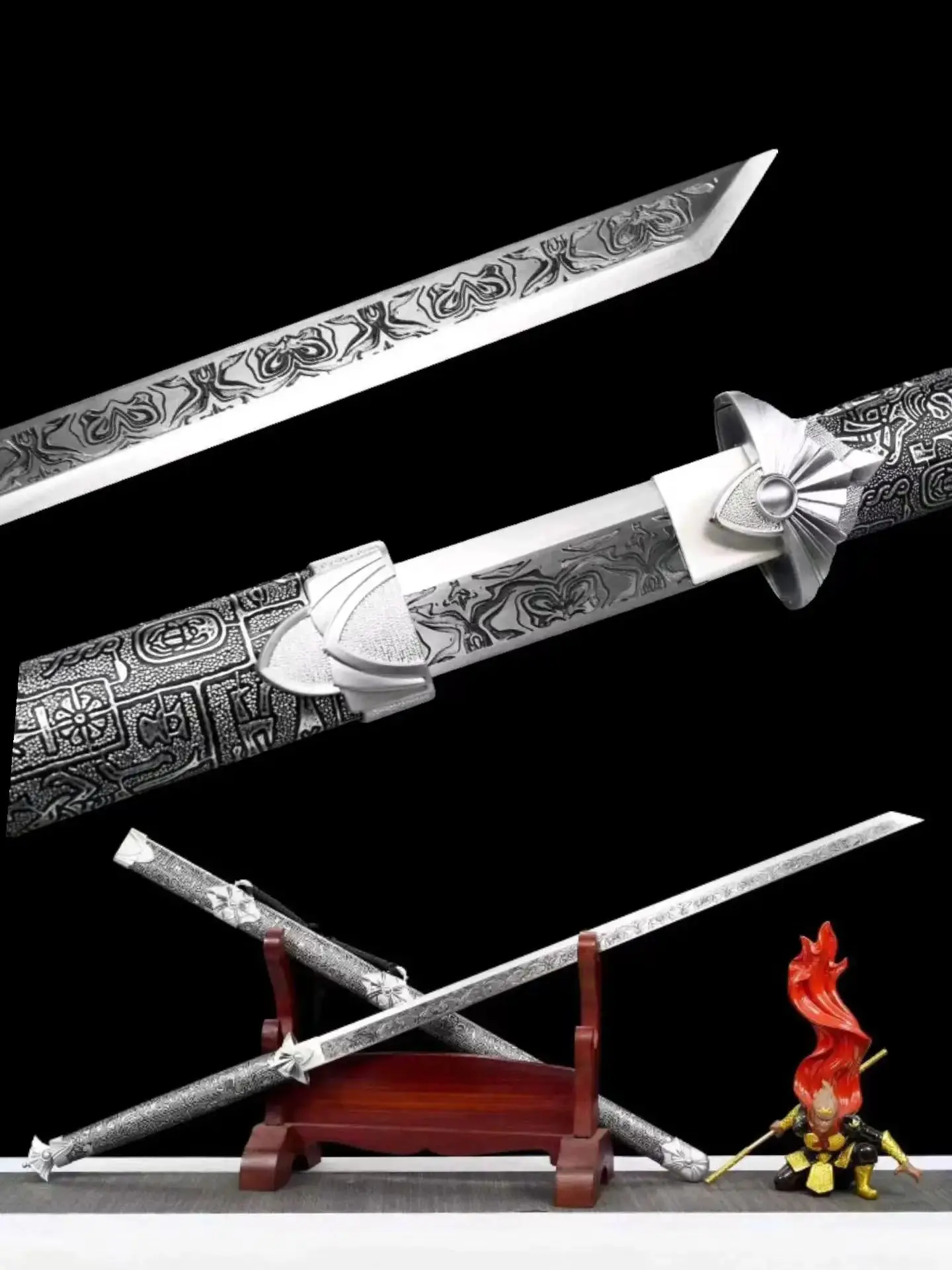 Боевой меч китайского кунг-фу Сюань Цин настоящий Многофункциональный сгоревший