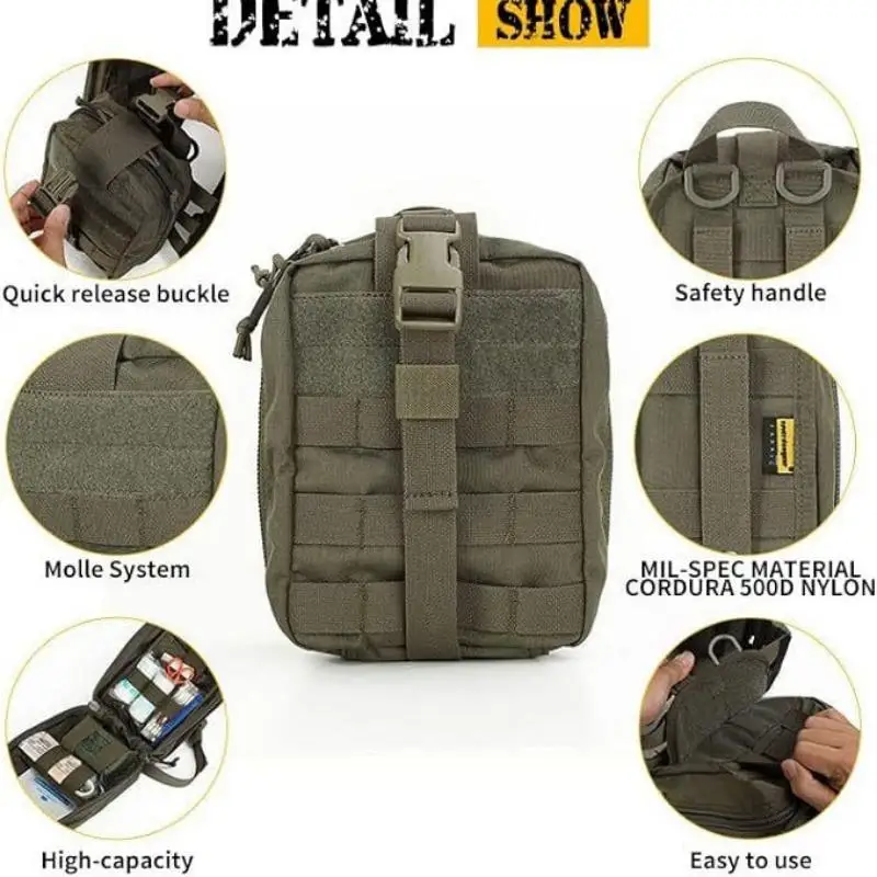Тактический медицинский комплект — рифленый дизайн, Cordura 800D, органайзер с несколькими карманами для пеших прогулок, езды на велосипеде, охоты и экстренных случаев (art.: 3920cc550ef28) - 3920cc550ef28