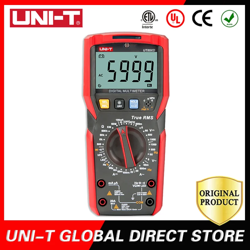 

UNI-T True RMS Multimeter Digital Professional Electrical Tester UT89XD/UT89X NCV Diode Temperature Triode Capacitance Meter