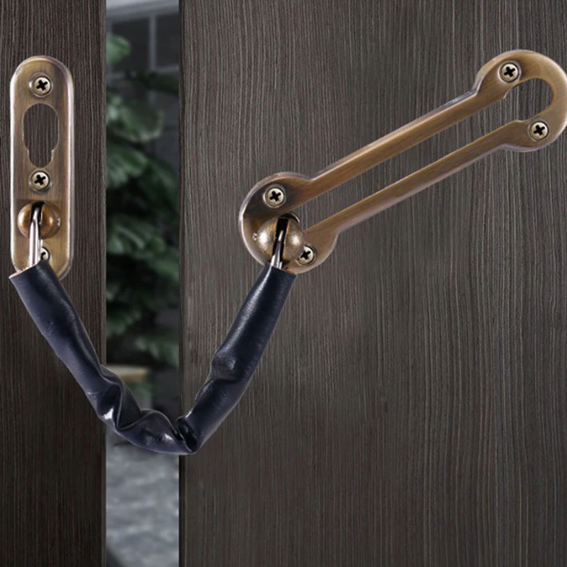 

Stainless Steel Anti-theft Door Chain Bedroom Kids Safety Door Bar Lock Hotel Anti-lock Buckle Insurance Door Bolt with Screws