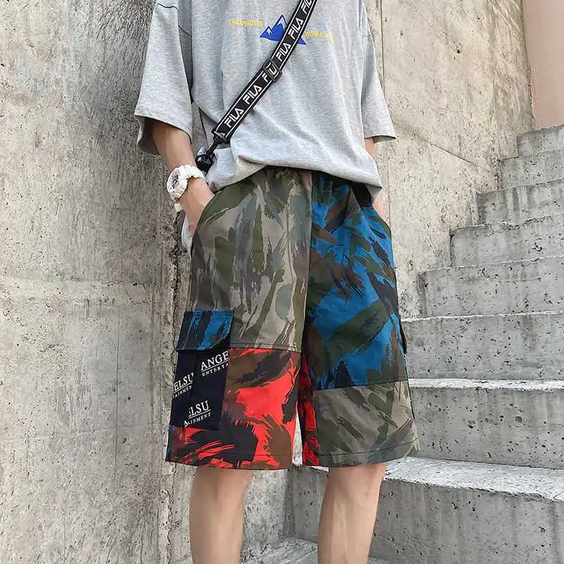 

Camouflage Workwear Shorts Men's plus-Sized plus Size Straight Pants Summer Loose Cropped Casual Pants