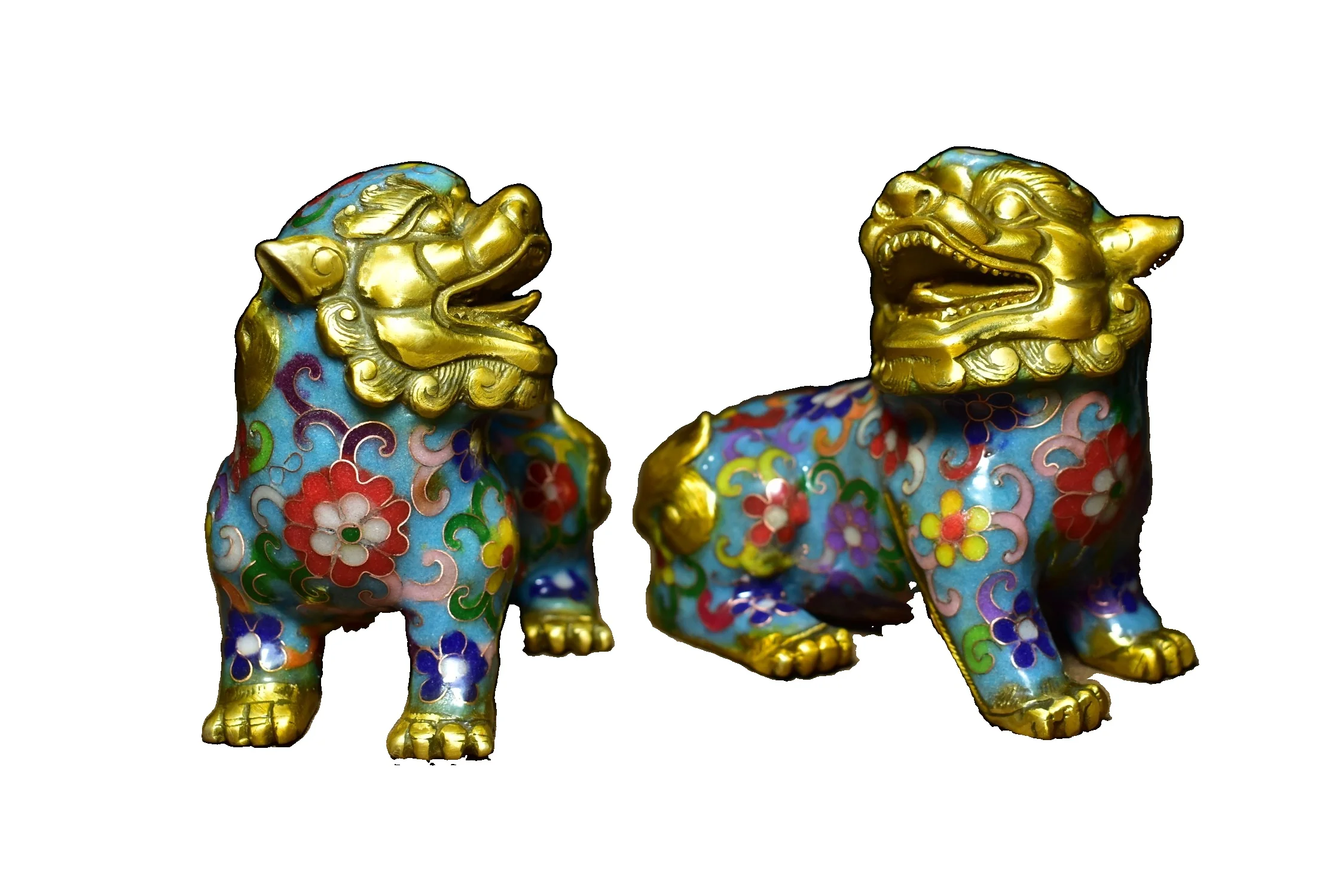 

LAOJUNLU A Pair Of Brass Cloisonné Lions Chinese Traditional Style Antiques Fine Art Gifts Crafts