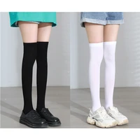 sexy black white long socks for women fashion thigh high socks over the knee stockings ladies girls knee high nylon stockings