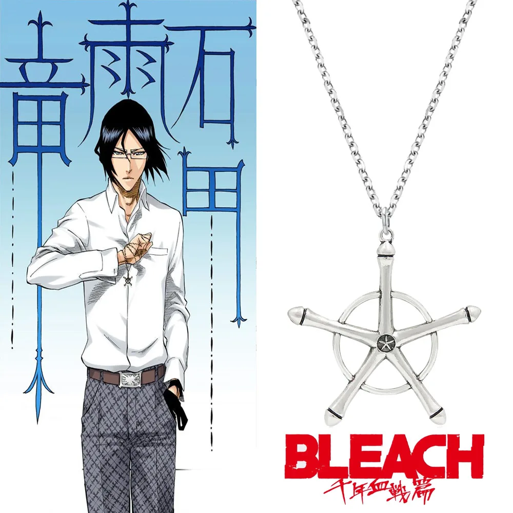 

BLEACH Quincy Ishida Uryuu Necklace Cosplay Ginrei Gojiaku Amulet Alloy Choker Anime Pendant Necklace Jewelry Accessories Gift