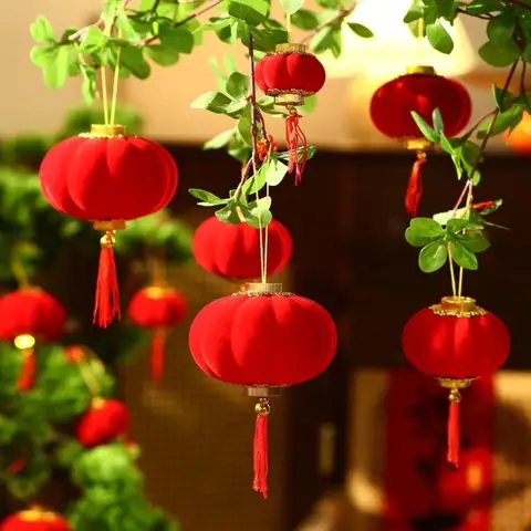 Миниатюрные красные фонарики для праздника 30 шт