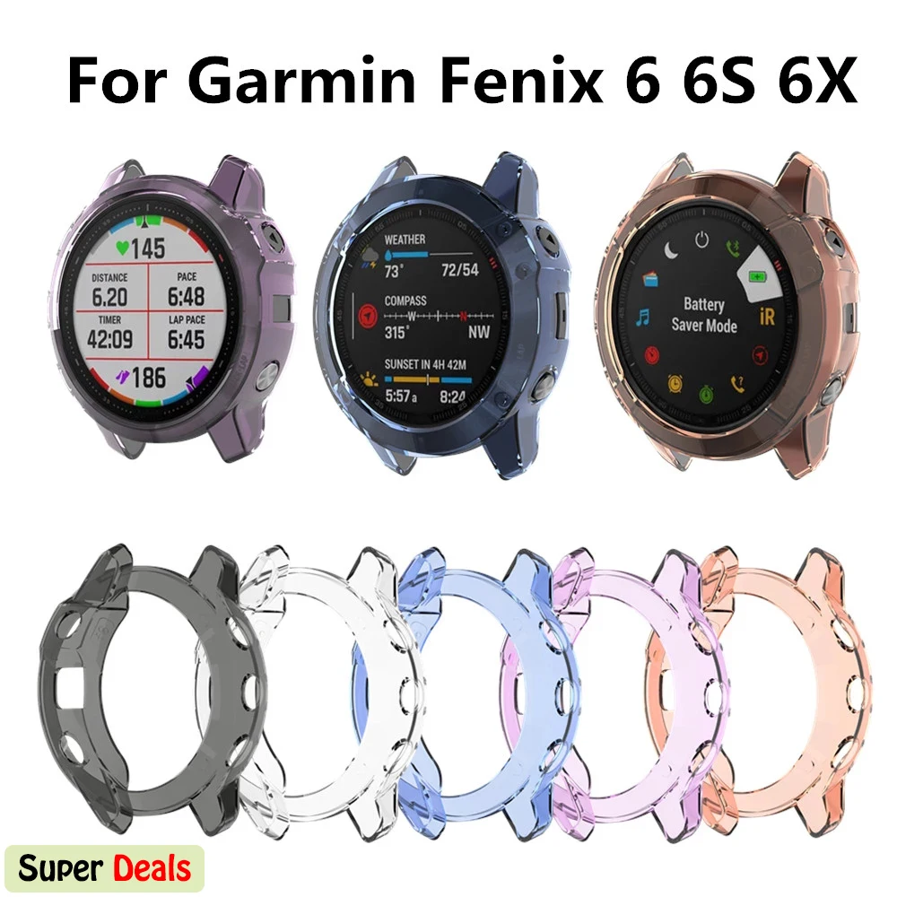 

Silicone frame Protective Case For Garmin Fenix 6 6x 6s Pro Sapphire GPS Smart watch bumper Shell Anti-scratch anti-bump cover