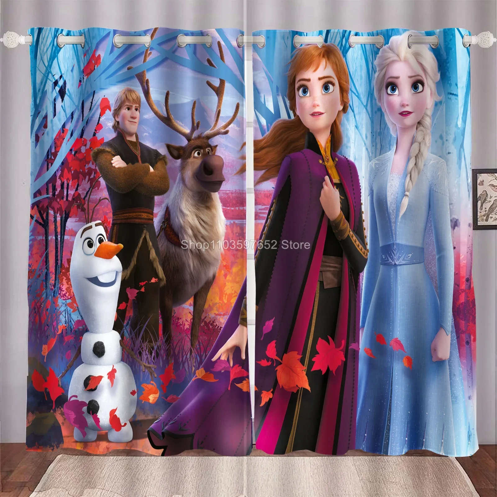 Занавески на окна в стиле аниме волшебные лошади холодная принцесса Эльза