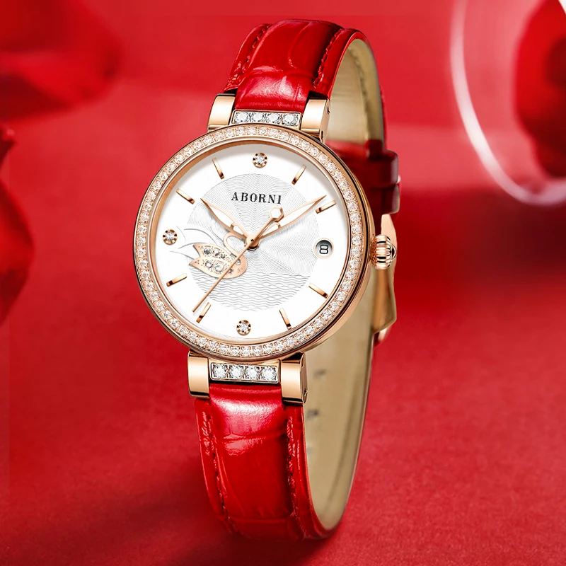 Women's Wrist Watch Embossed Swan Dail Elegance Waterproof Watches Ladies 2022 Newest Female Mechanical Clock Automatic Movement