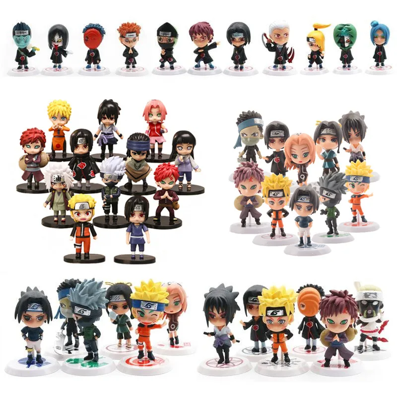 

6-12pcs/set Naruto Figures Anime Model Hinata Sasuke Kakashi Gaara Jiraiya Sakura Q Version PVC Cute Doll Kids Birthday Gifts