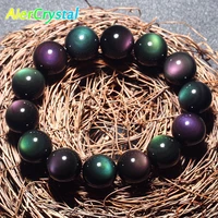 810121416mm fashion natural crystal stone rainbow obsidian ball bracelet for women men healing jewelry accessories gift