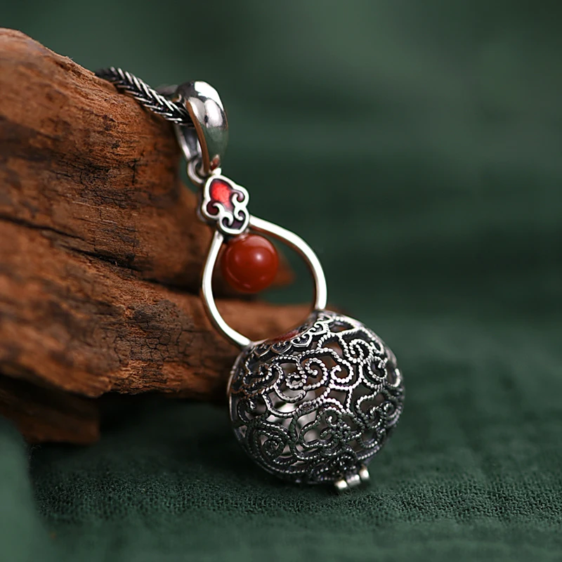 ZABRA из серебра 925 пробы выдолбленный кулон-саше для женщин портативное