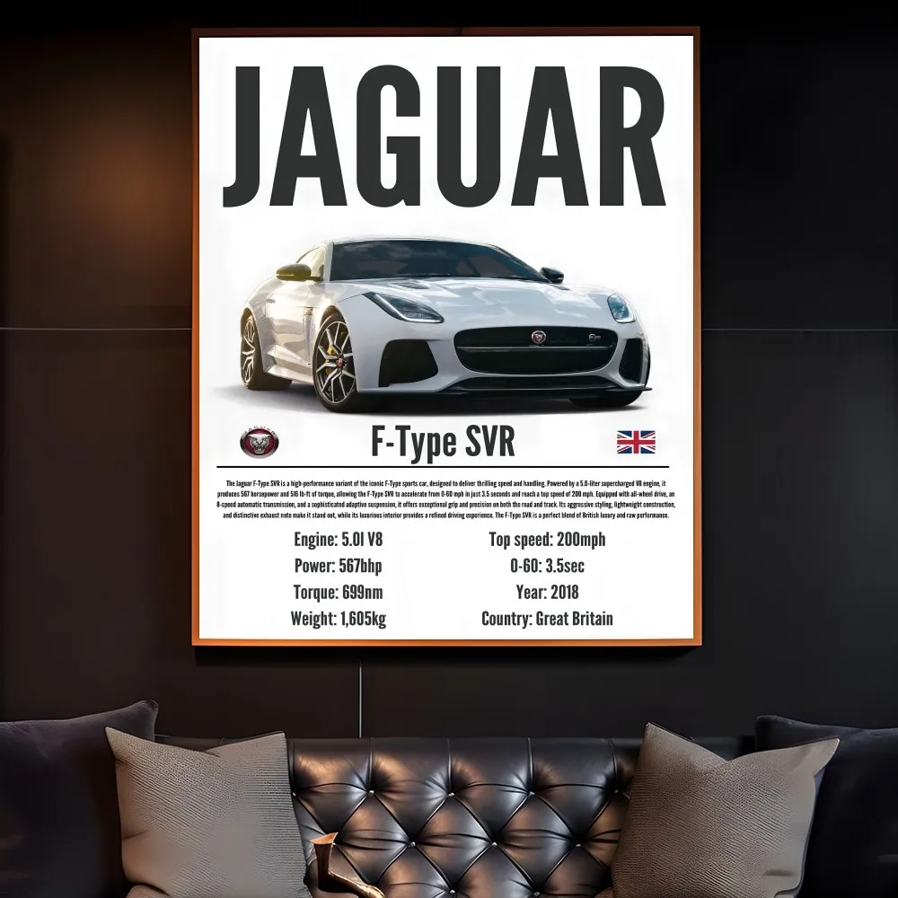 Фото J-JAgUARs F Тип SVR XJ220 КРУТОЙ Плакат Липкая Настенная Художественная Печать Водонепроницаемый Дом Гостиная Кровать Бар Прихожая Эстетический Декор №4