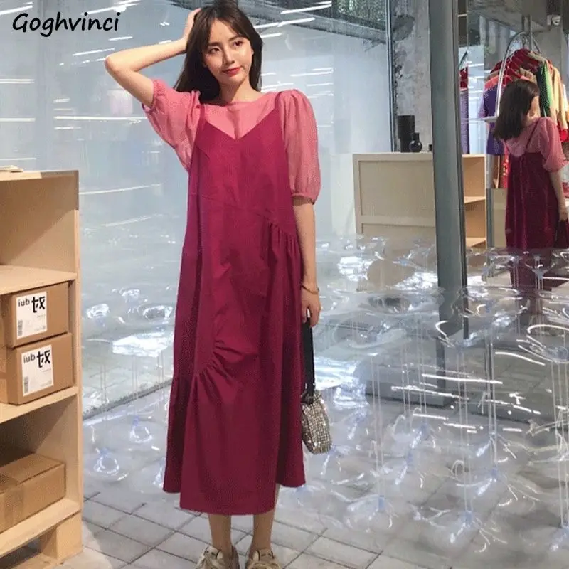 

Комплекты Женские летние модные простые новые из двух частей Ulzzang Kawaii Мягкие Универсальные повседневные однотонные свободные винтажные ши...