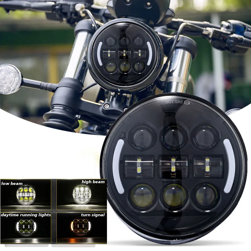 5 75 дюйма подходящие для фар Harley светодиодные фары мотоциклетные с указателями