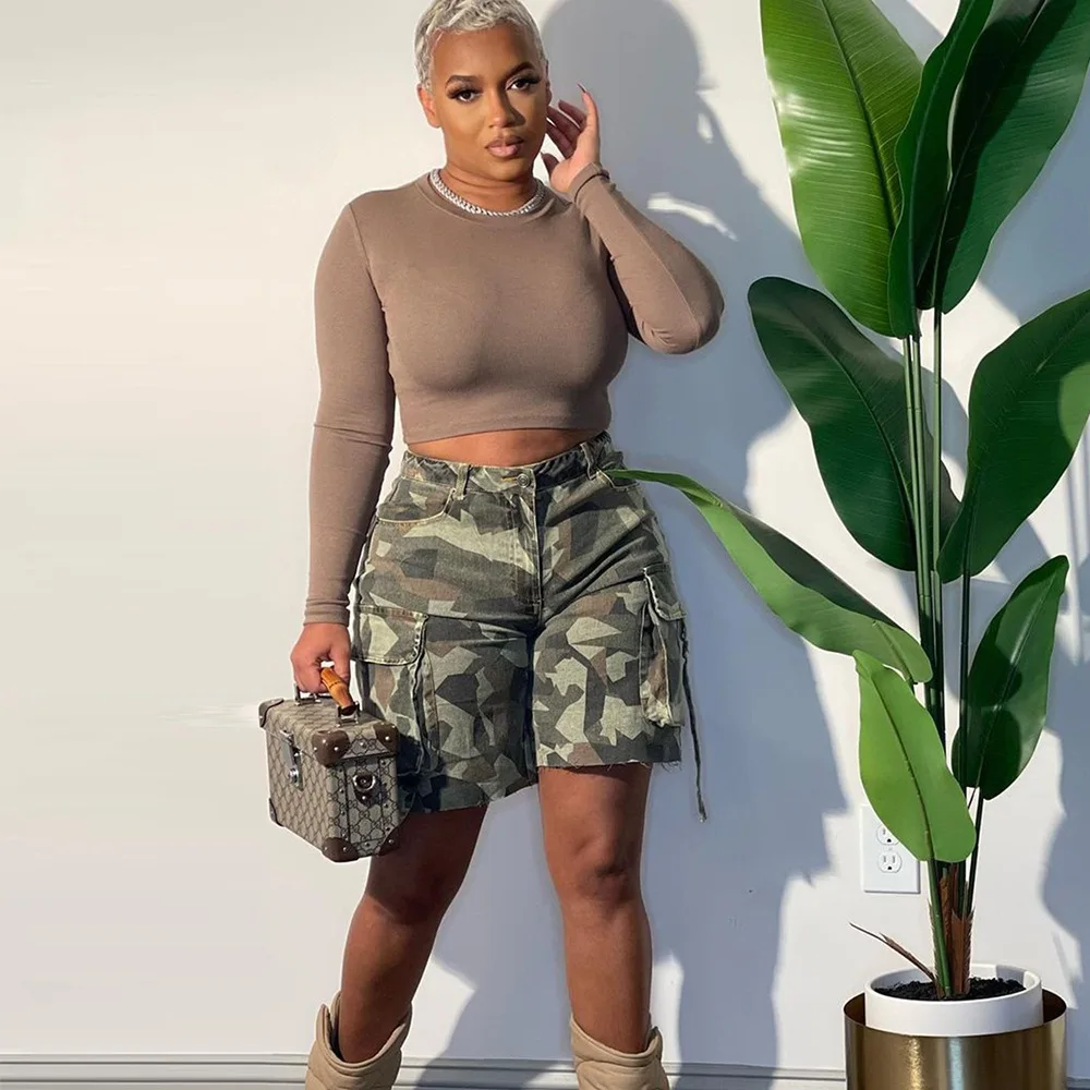 Streetwear Party Night Clubwear Summer Clothes For Women Outfit Casual Women Short Pants Camouflage Cargo Pants