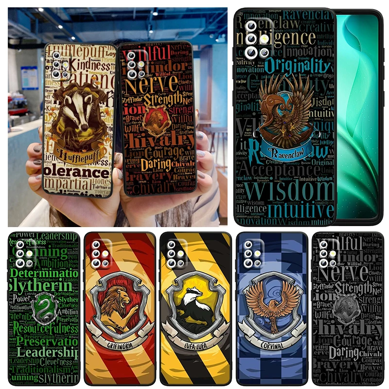 

College Harries LOGO Potters For Samsung A73 A72 A71 A53 A52 A51 A42 A33 A32 A23 A22 A21S A13 A04 A04S A03 5G Black Phone Case