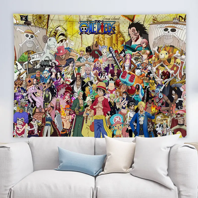 

One Piece Naruto Cartoon Anime Luffy Hanging Cloth Background Fabric Ins Bedroom Dormitory Wall