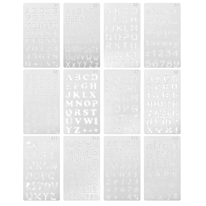 Promotion! 12 Pcs Alphabet Stencils Reusable Letter Painting Plastic DIY Drawing Spraying Scale Templates |