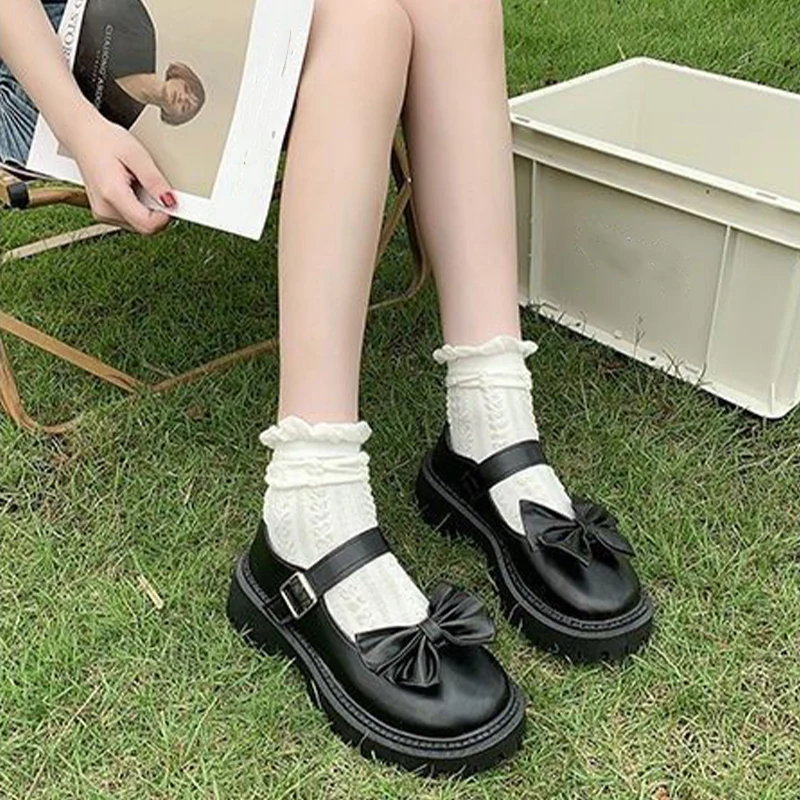

Mary Janes Mid Heels Women Sandals 2022 Summer Autumn Fashion Party Bow Platform Shoes Walking Women Casual Lolita Dress Sandals
