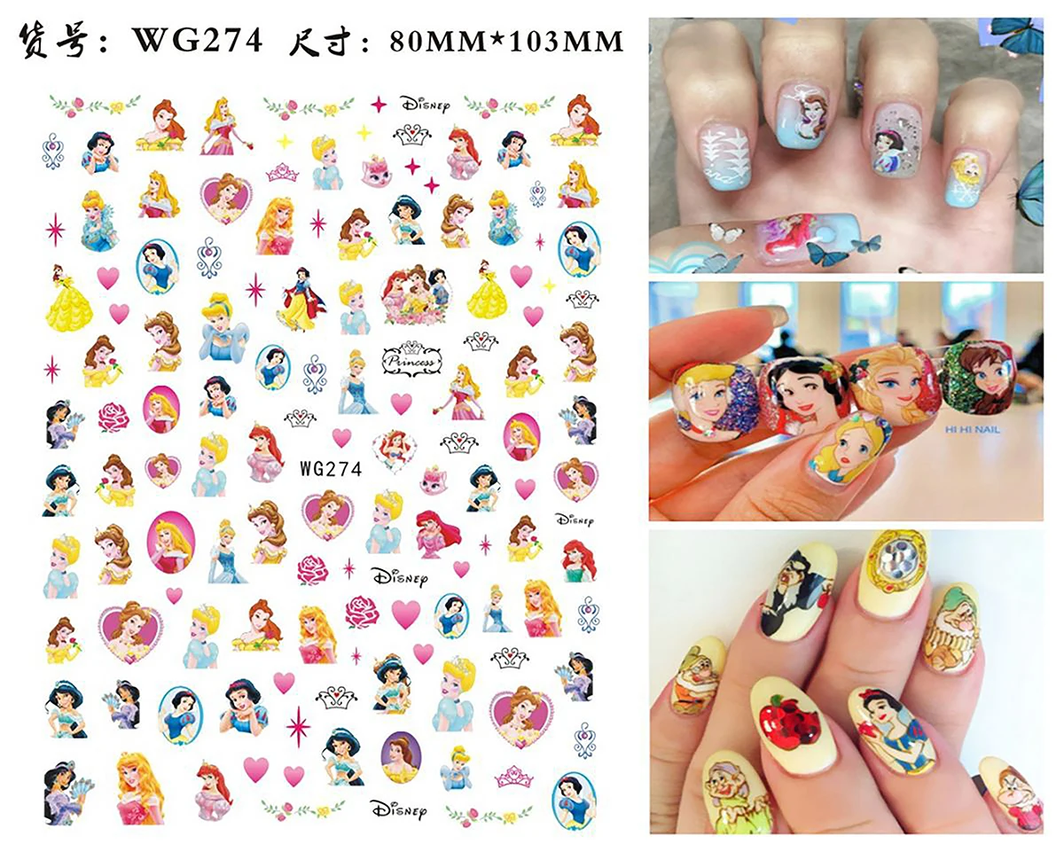 

Disney Nail Sliders Handmade DIY Nail Stickers Mickey Mouse Stitches Disney Princess Nail Accessories Nail Decorations