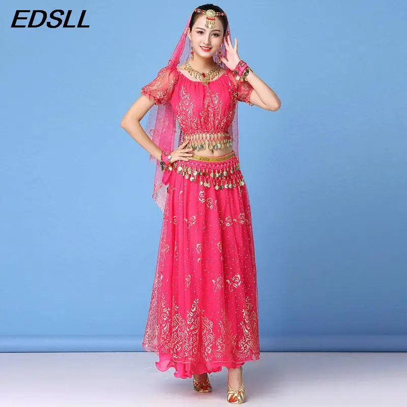 Женское сари для танца живота одежда танцевальных выступлений комплект