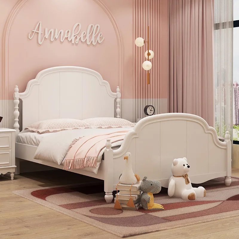 

Children's bed girl dream solid wood single children's room bedroom little girl girl princess bed