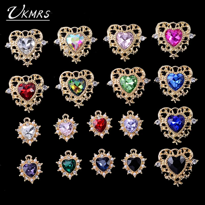 

UKMRS Pendant Crystal Heart Baroque Dangle Necklaces Charms for Jewelry Making Wholesale Metal Materials Pandora Pircing