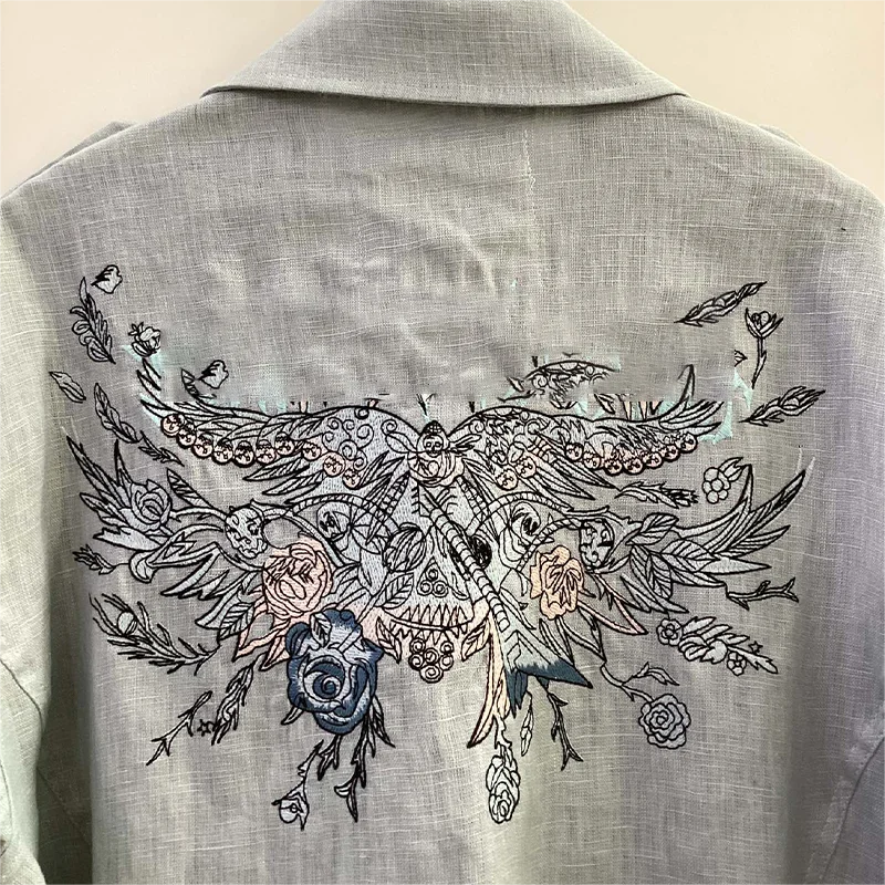 Zadig джинсовая куртка женская светло-голубая шикарная льняная с отложным