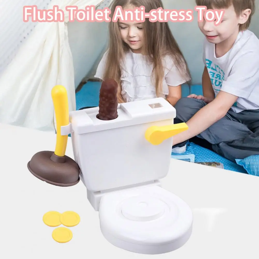 

1 Set Miniature Toilet Toy with Dice Tokens Parent-child Interaction Plunger Flush Toilet Anti-stress Toy for Kids Birthday Gift