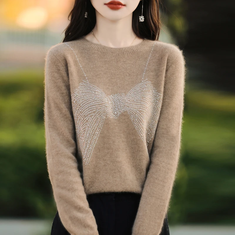 Осень-зима свитер с круглым вырезом женский топ длинным рукавом модный