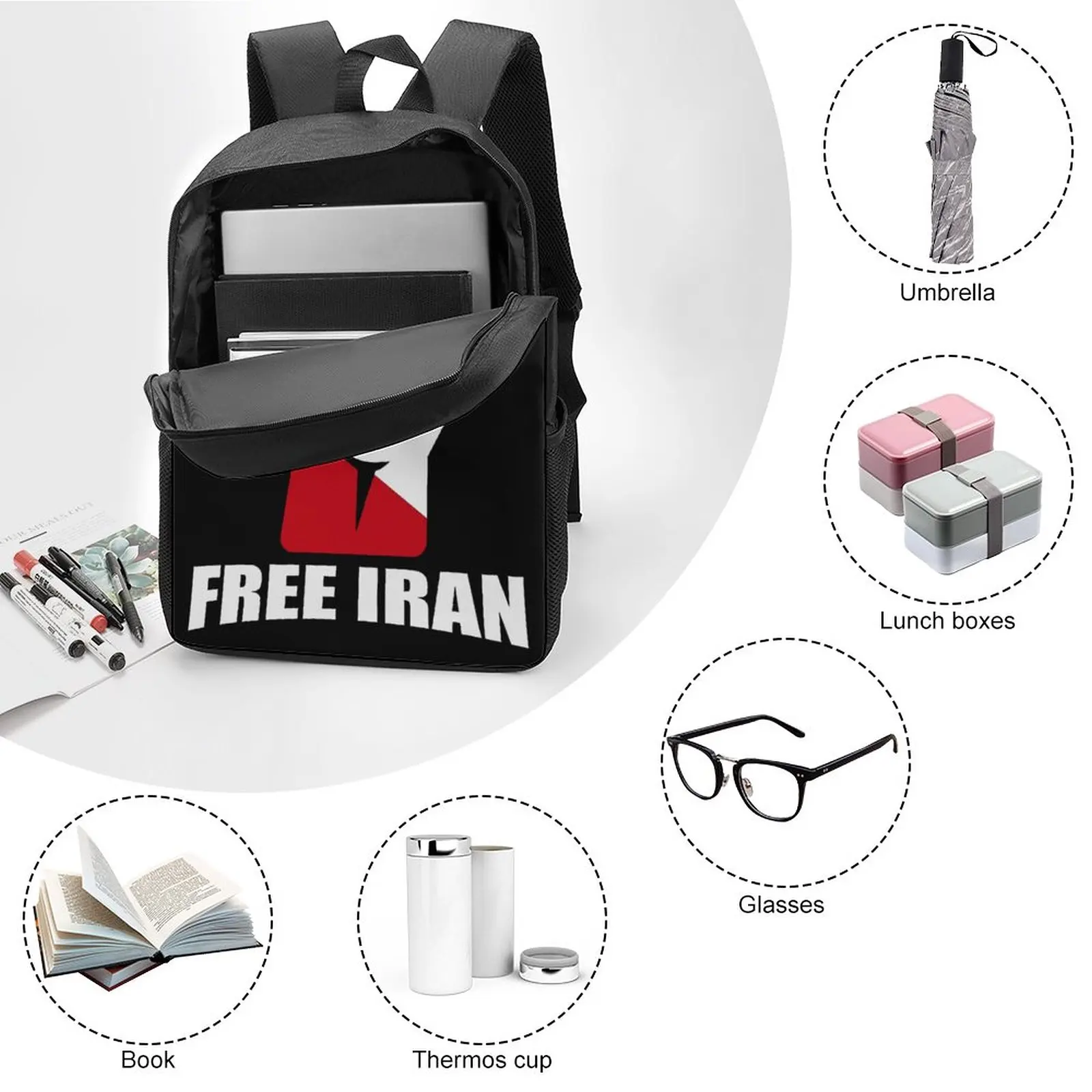 

17 Inch Shoulder Backpack Free Iran Unity Fist with Lion Shirt2 Secure Top Quality Cosy Summer Camps Knapsack