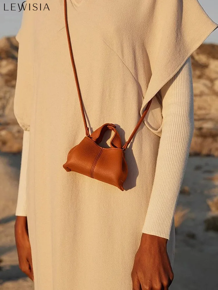 

LEWISIA Polone Mini New Cowhide Leather Shoulder For Women Handbags Messenger Bags Designer Lady Dumplings Bag Sac Main Femme