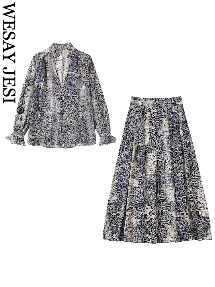 

Женский модный комплект с юбкой WESAY JESI, элегантный пуловер с V-образным вырезом и длинным рукавом + яркая универсальная повседневная юбка на ...