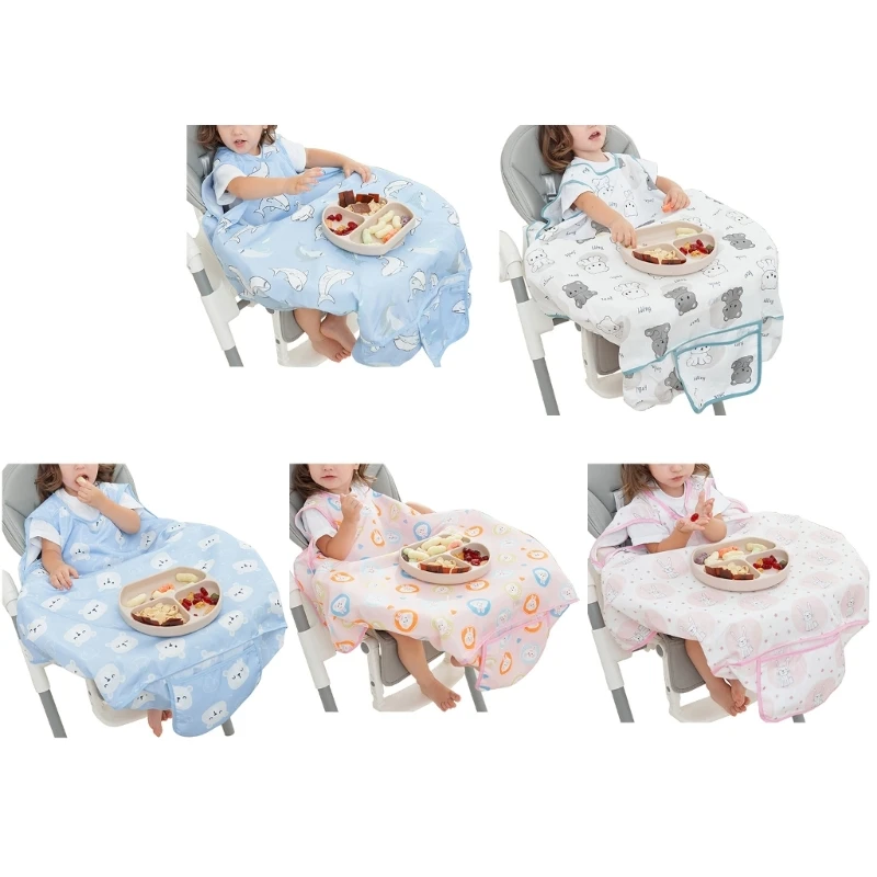 

67JC Baby Bibs Coverall Feeding Bib Messproof Apron Nursing Bib Waterproof Oil Resistant Kid Eating Bib Highchair Tablecloth