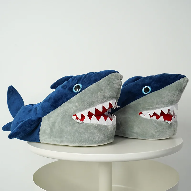 

Shark doll shoes cute shark all inclusive soft bottom shark warm home shoes Stuffed toy lady slippers Men's Slippers winter