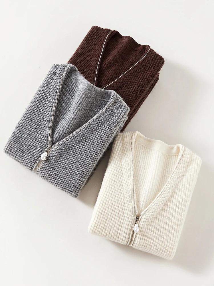 Новый женский кашемировый свитер высокого качества осенне-зимний кардиган на