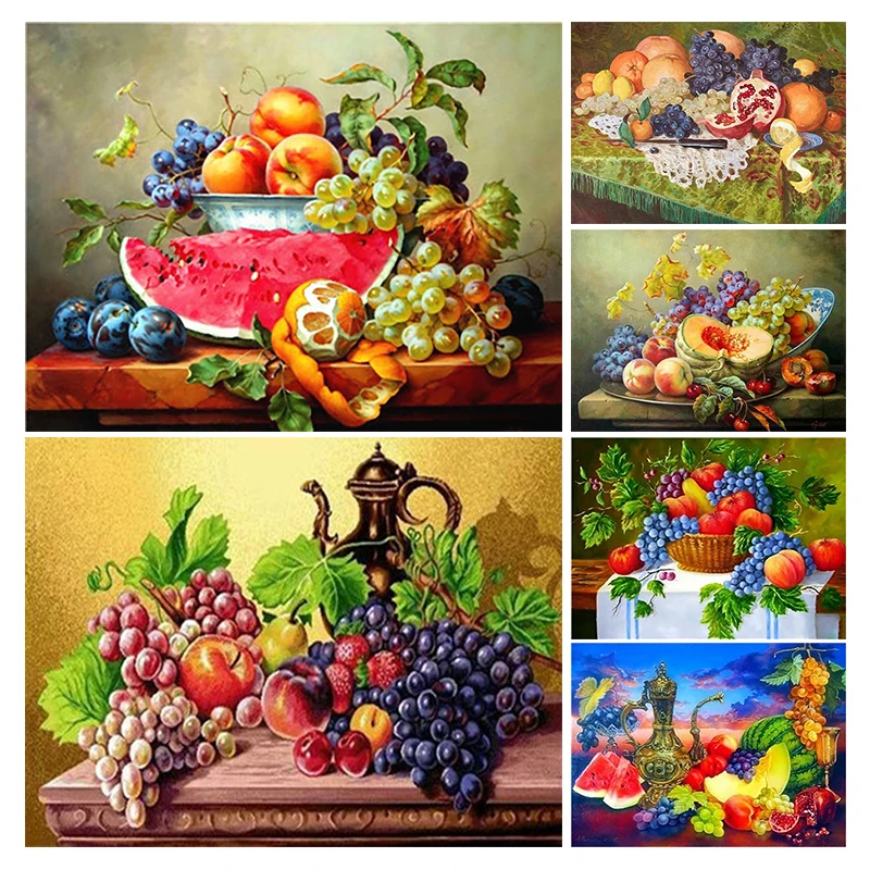 

Алмазная живопись 5D «сделай сам», Набор для вышивки крестиком с изображением красного вина и фруктов, бриллиантовое искусство, Декор для дома