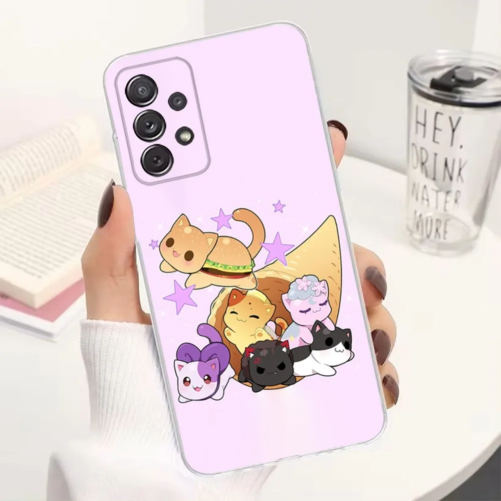Anime A-Aphmaus M-Meows Phone Case For Samsung S30 S23 S21 S22 S20 Ultra FE Lite S10 S9 S8 PIus Transparent Silicone