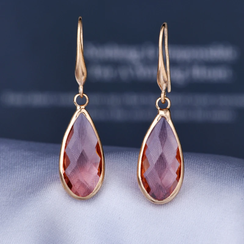 

2022 New Fashion Vintage Amber Crystal Oval Ear Hook Earrings for Women Wedding Engagement Gold Earrings Anniversary Gift