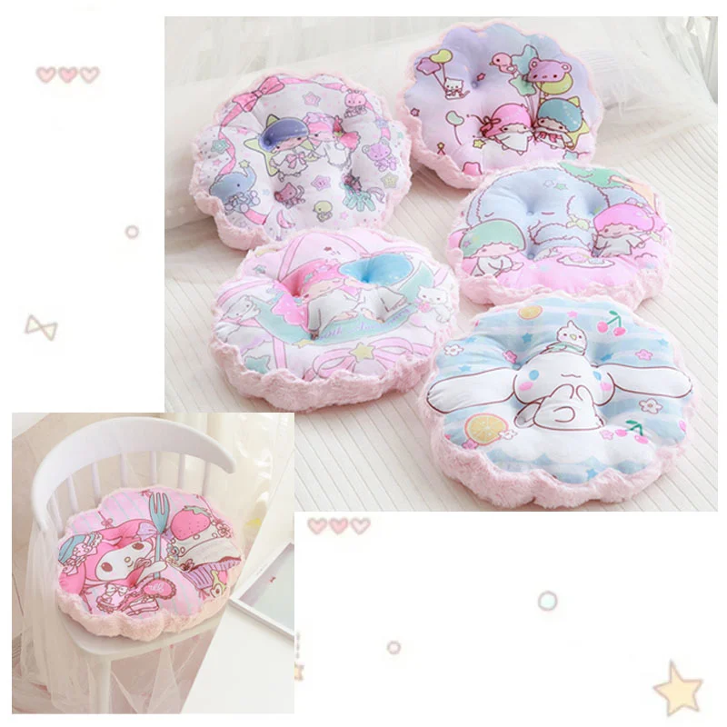

Мультяшная аниме-фигурка My Melody Cinnamoroll Kt Cat Little Twinstars, подушка для сиденья, милые мягкие подушки для офиса с цветами, подарки