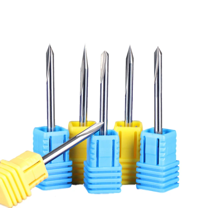 

1Pc 3.175mm Shank Diamter Engraving Bit 20/30/45/60/90 Degrees 2 Flute Tungsten Carbide Carving Bits 0.1-0.5mm 3D Milling Cutter