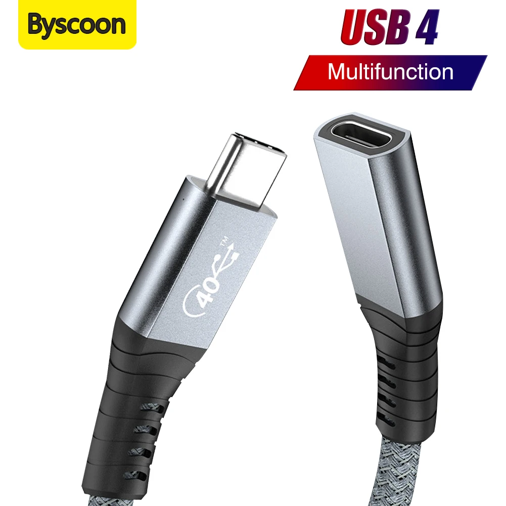 

Кабель Byscoon USB 4 типа C PD 100 Вт для монитора проектора HDTV Thunderbolt 4 HD видео 8K 60 Гц 40 Гбит/с кабель передачи данных USB4