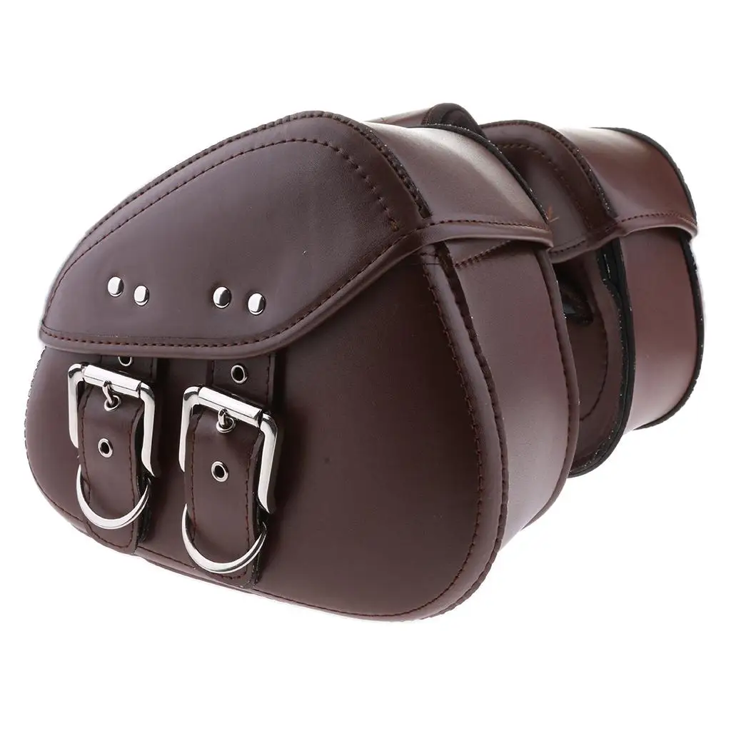 

Scratch Resistance Motorcycle Brown Leather Saddle Bag Two
