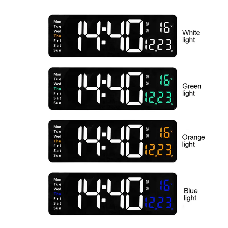 

Большие цифровые настенные часы с дистанционным управлением, настольные часы с отображением даты и недели, с функцией отключения питания и ...