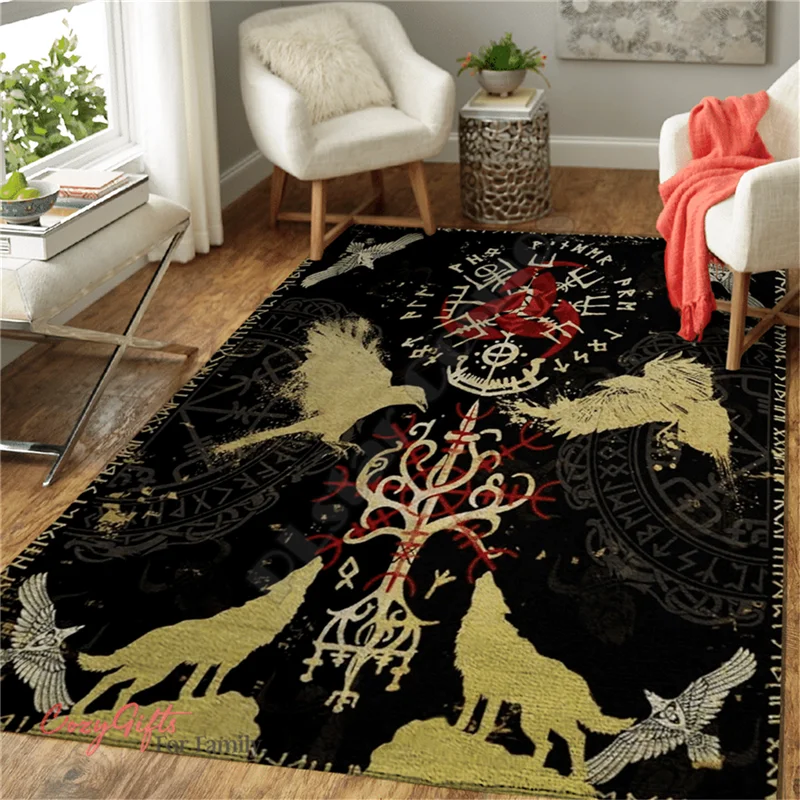 

Viking Tattoo Wolf 3D All Over Printed Rug Mat Rugs Anti-slip Large Rug Carpet Home Decoration 02